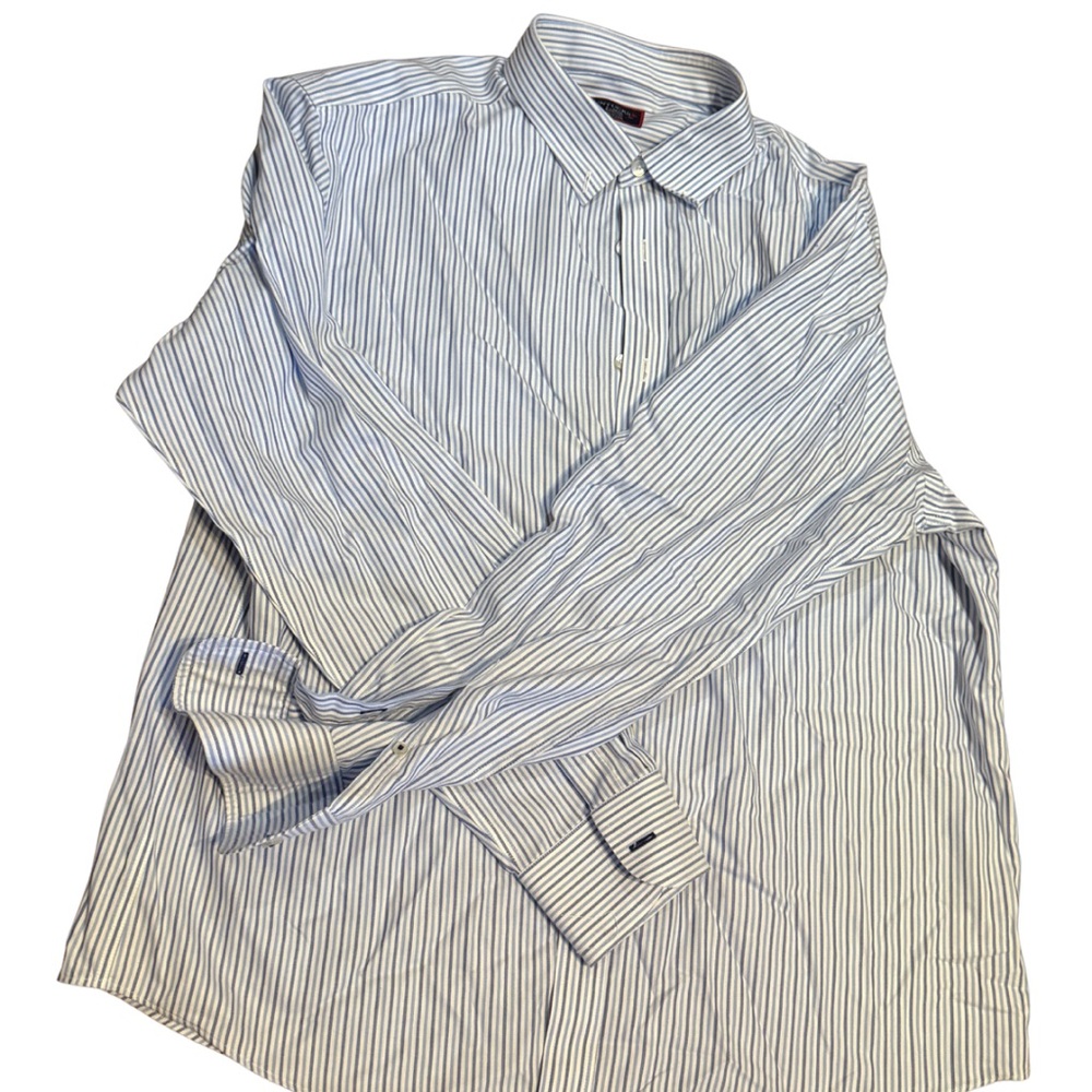 Untuckit Blue Stripe Wrinkle-Free Cotton Shirt | Men’s XL Button Down‎